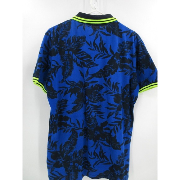 AMERICAN EAGLE SHORT SLEEVE POLO SHIRT Men's Size Medium BLUE TROPICAL FLORAL - Picture 5 of 5